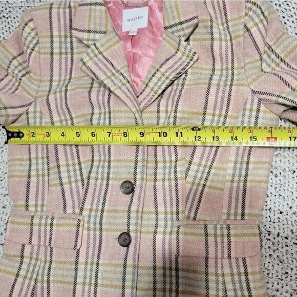 Walter Cream Pink Plaid Jacket, Vintage 90s wool/silk - Picture 5 of 15